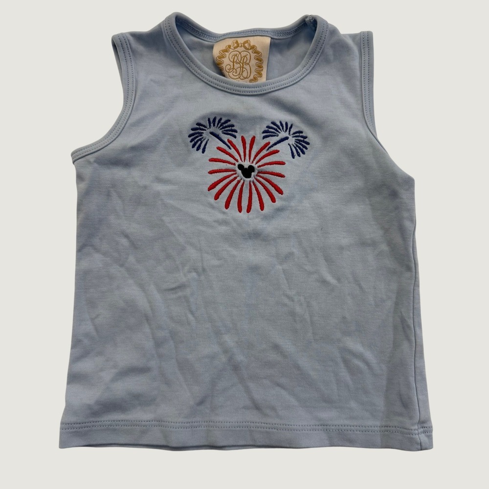 Beaufort Bonnet Toddler Boys 18-24M Blue Patriotic Mouse Fireworks Tank Top
